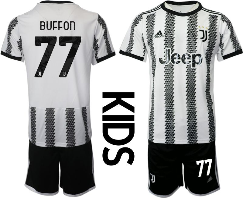 Youth 2022-2023 Club Juventus FC home white 77 Soccer Jersey